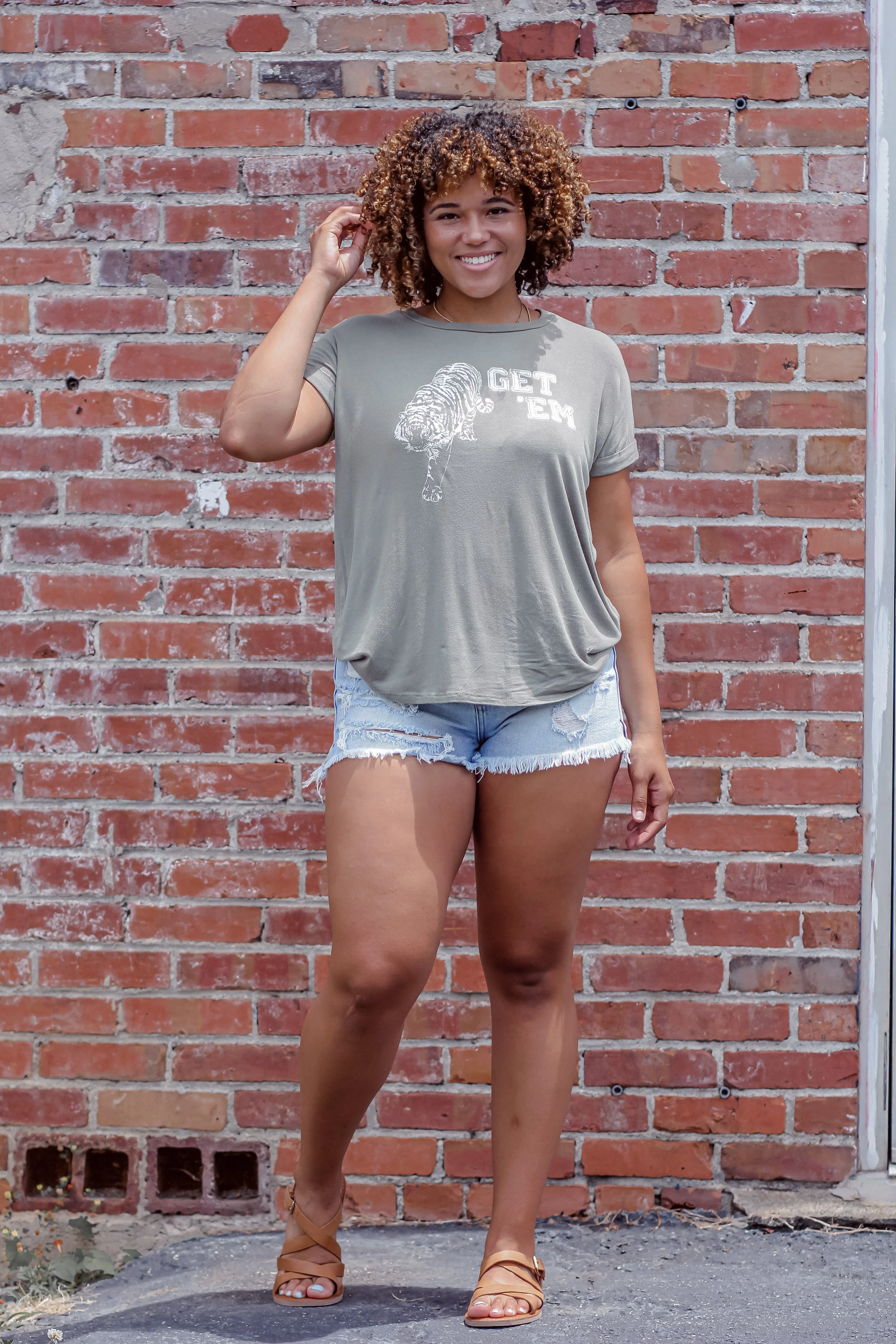 Olive Get Em' Tiger Graphic Tee