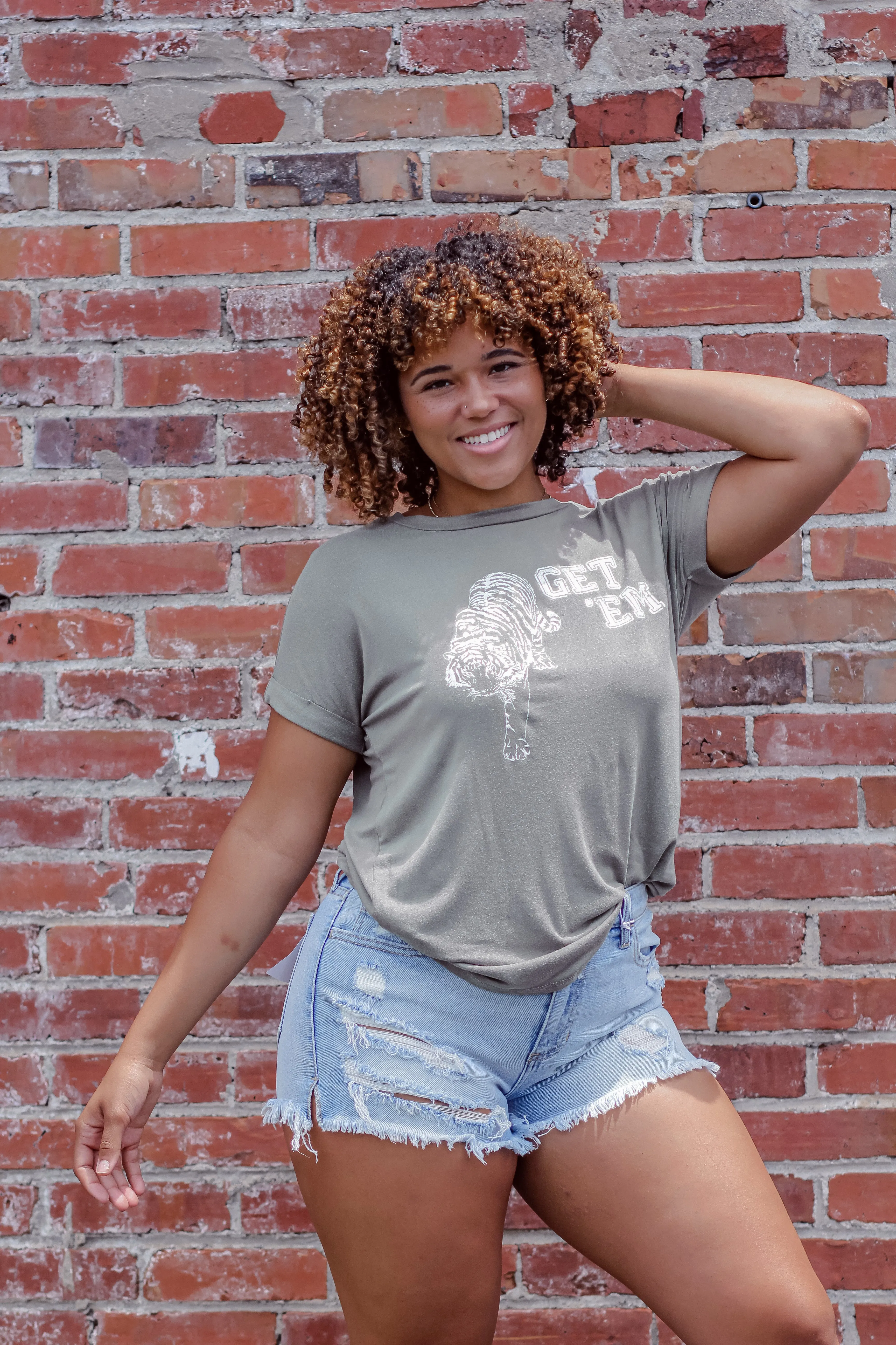 Olive Get Em' Tiger Graphic Tee