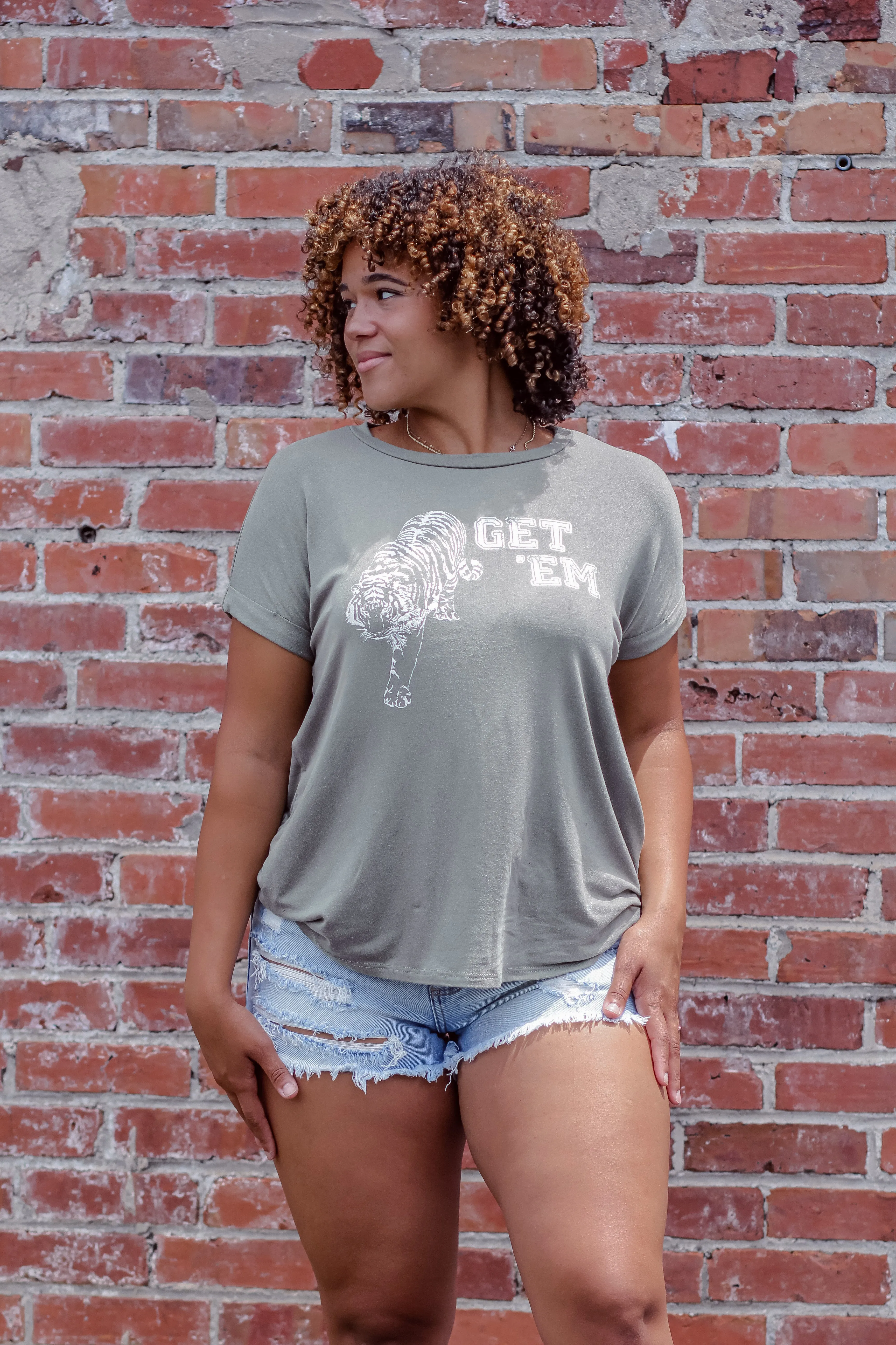Olive Get Em' Tiger Graphic Tee