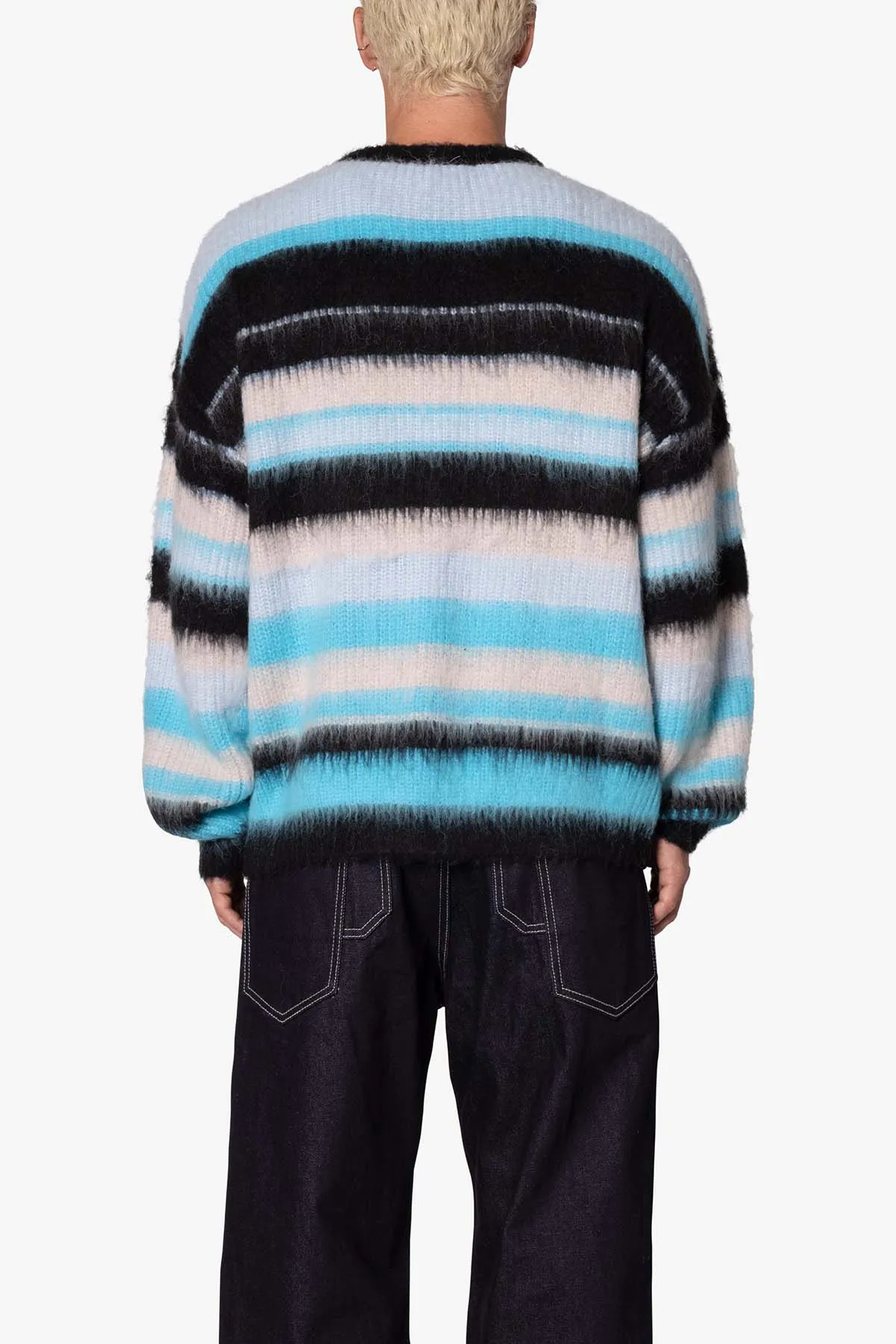 Oversized Water Striped Sweater - Blue