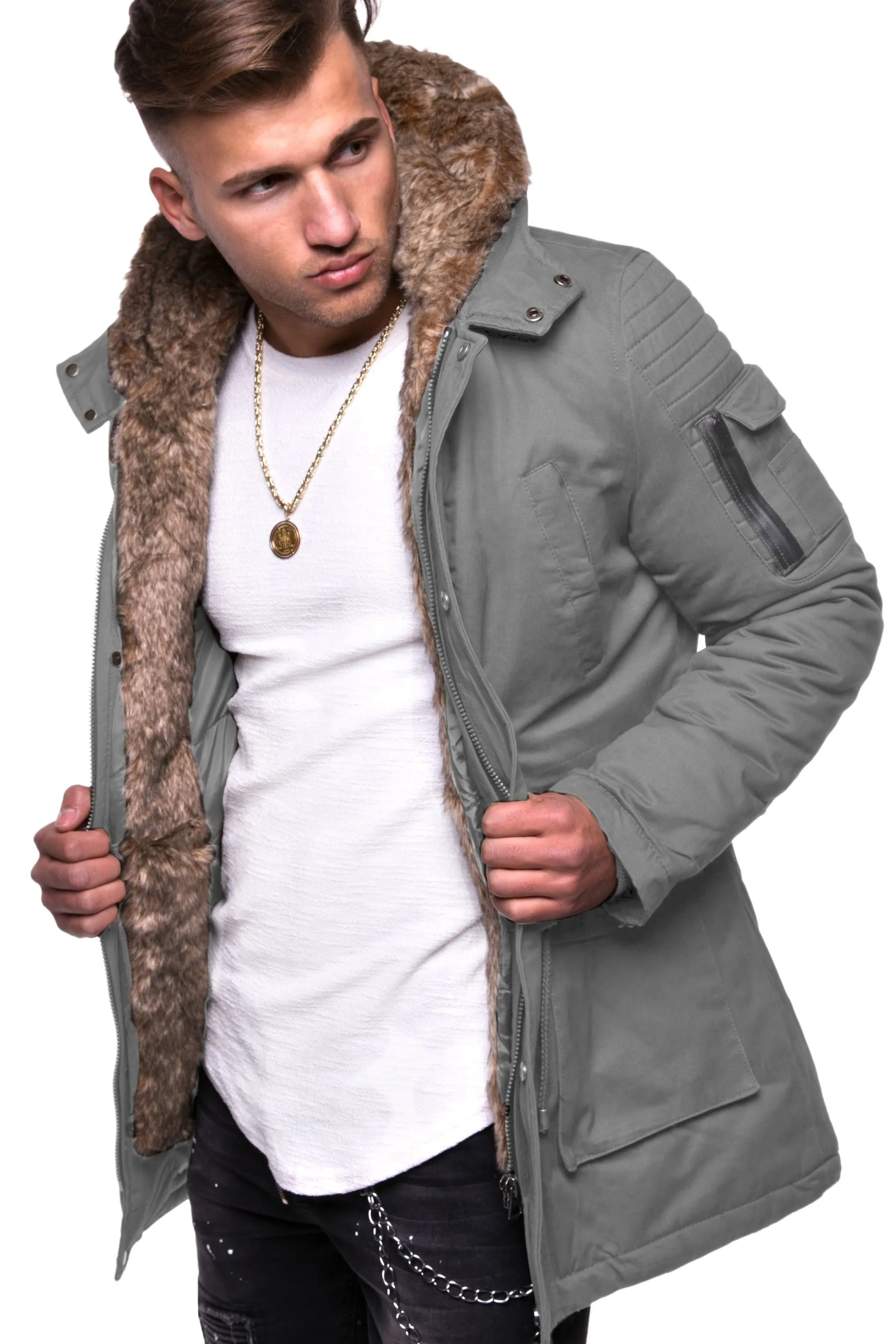 Parka Jacke Grau 7109
