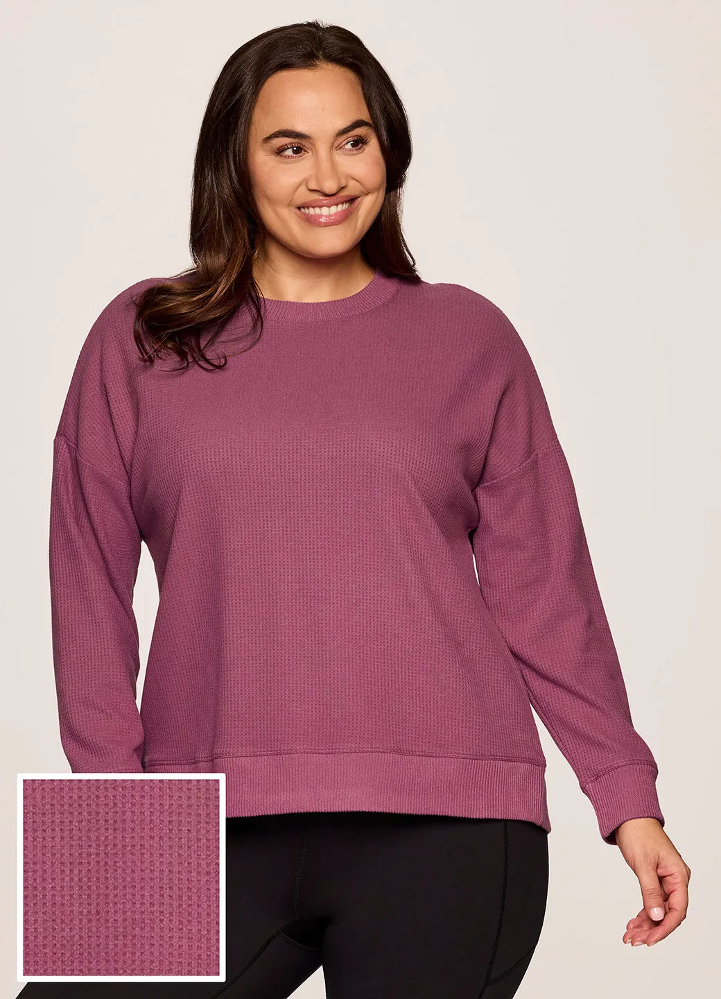 Plus Off Days Relaxed Waffle Knit Sweatshirt