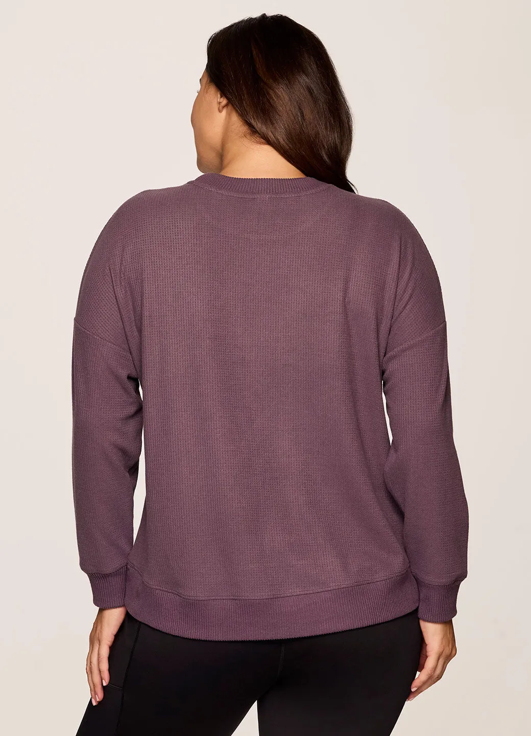 Plus Off Days Relaxed Waffle Knit Sweatshirt