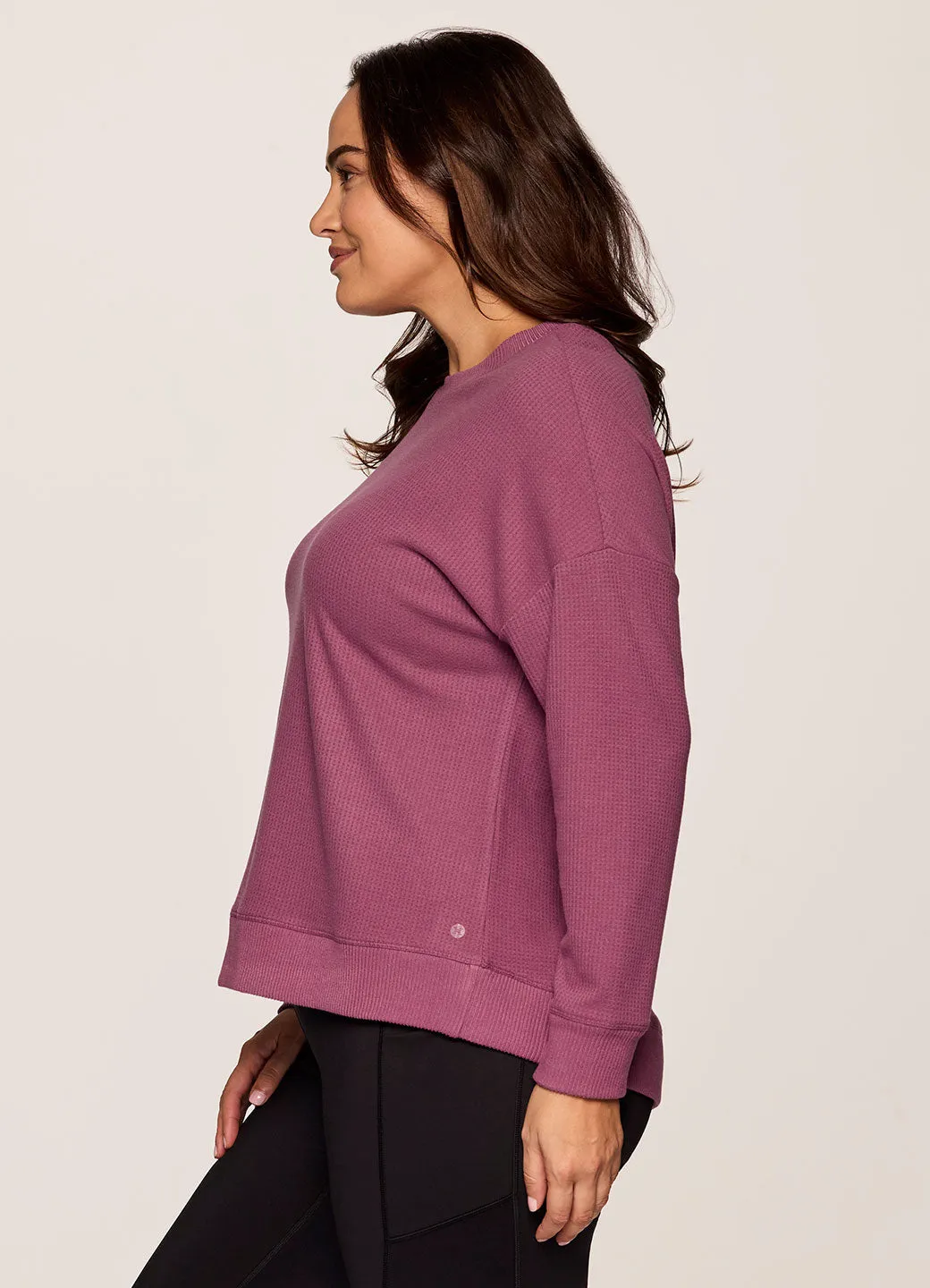 Plus Off Days Relaxed Waffle Knit Sweatshirt