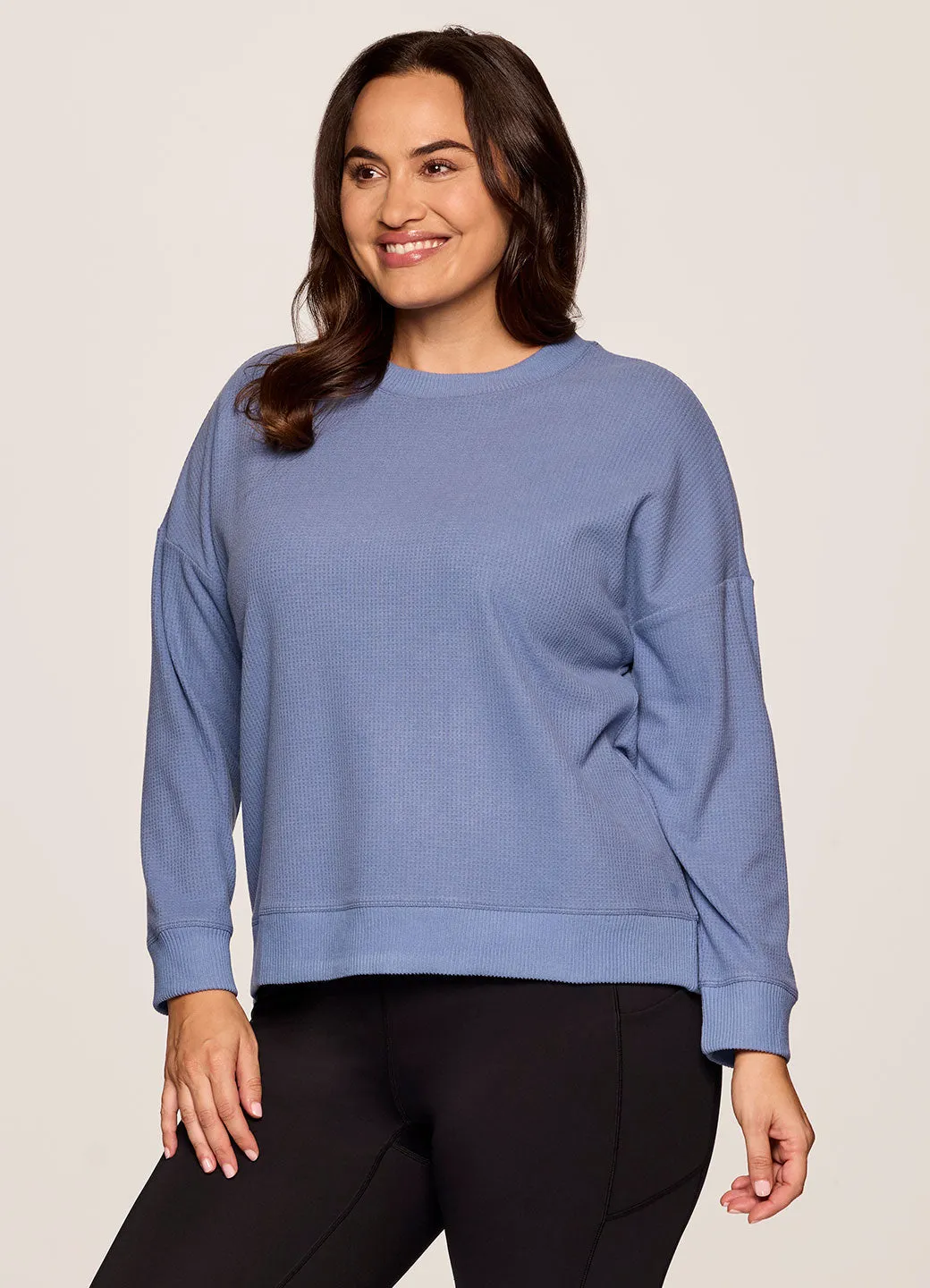 Plus Off Days Relaxed Waffle Knit Sweatshirt