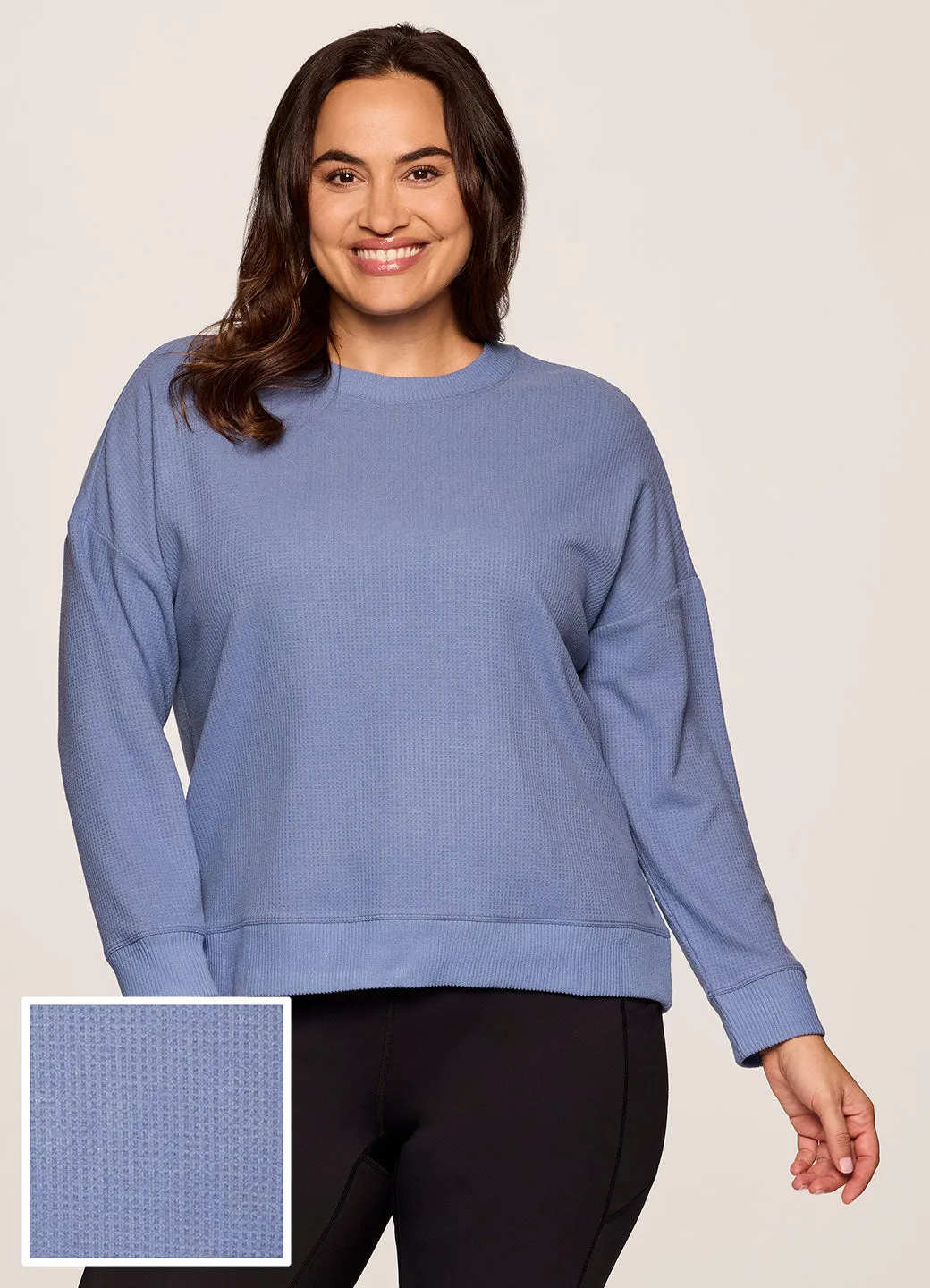 Plus Off Days Relaxed Waffle Knit Sweatshirt