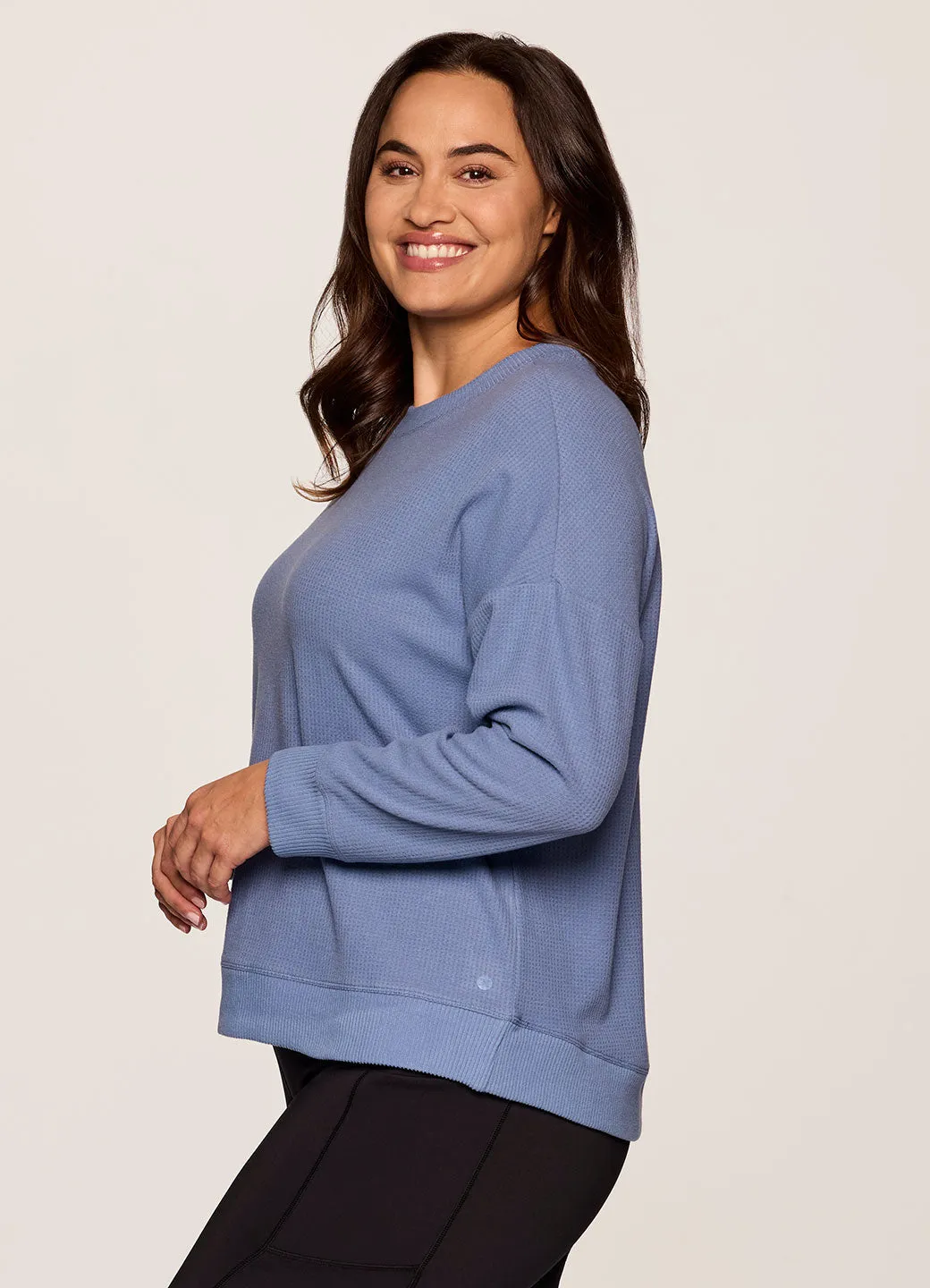 Plus Off Days Relaxed Waffle Knit Sweatshirt