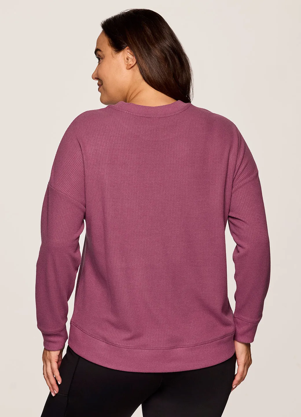 Plus Off Days Relaxed Waffle Knit Sweatshirt