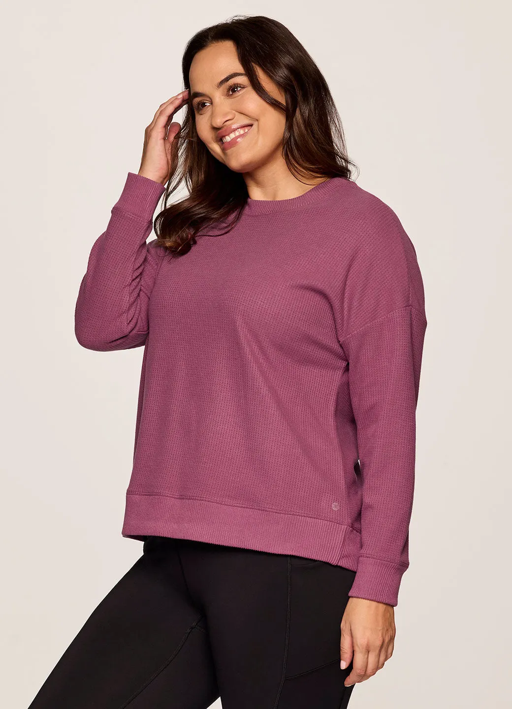 Plus Off Days Relaxed Waffle Knit Sweatshirt