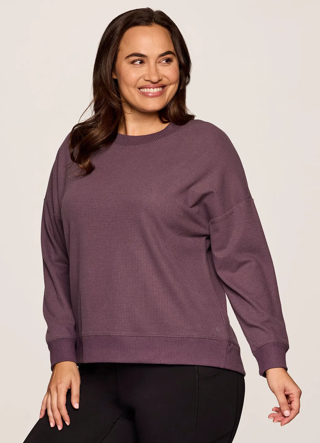 Plus Off Days Relaxed Waffle Knit Sweatshirt