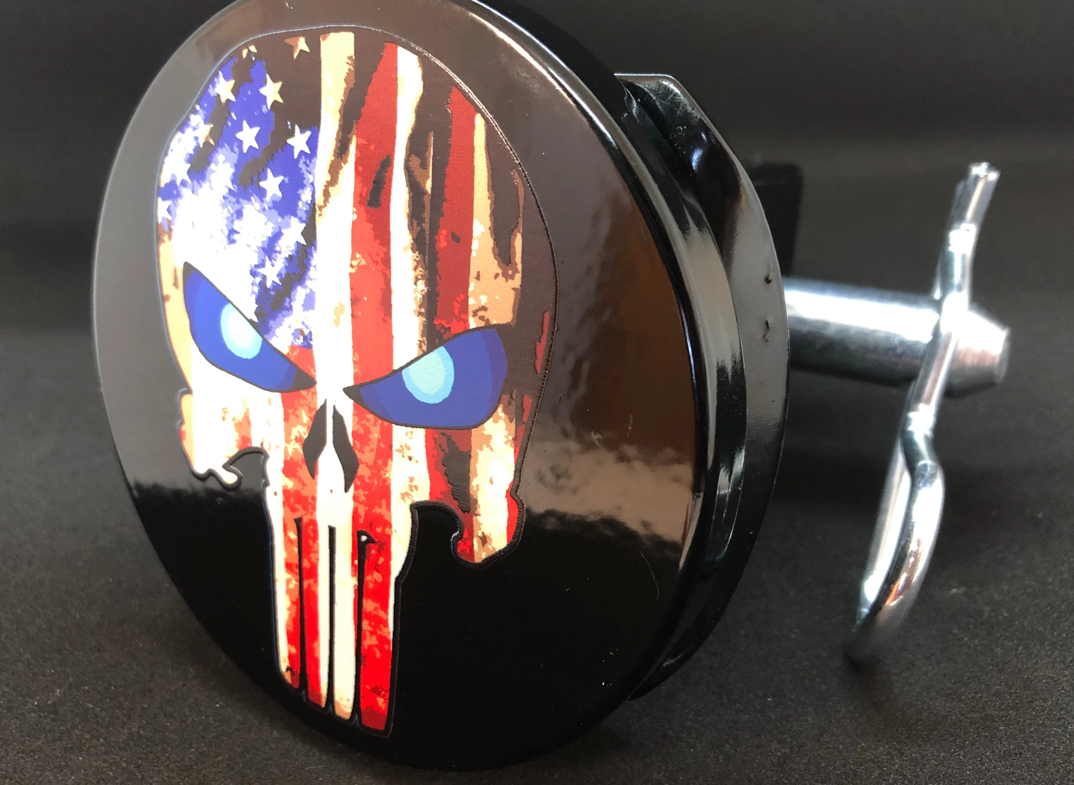 Punisher American Flag Blue Eyes Hitch Cover