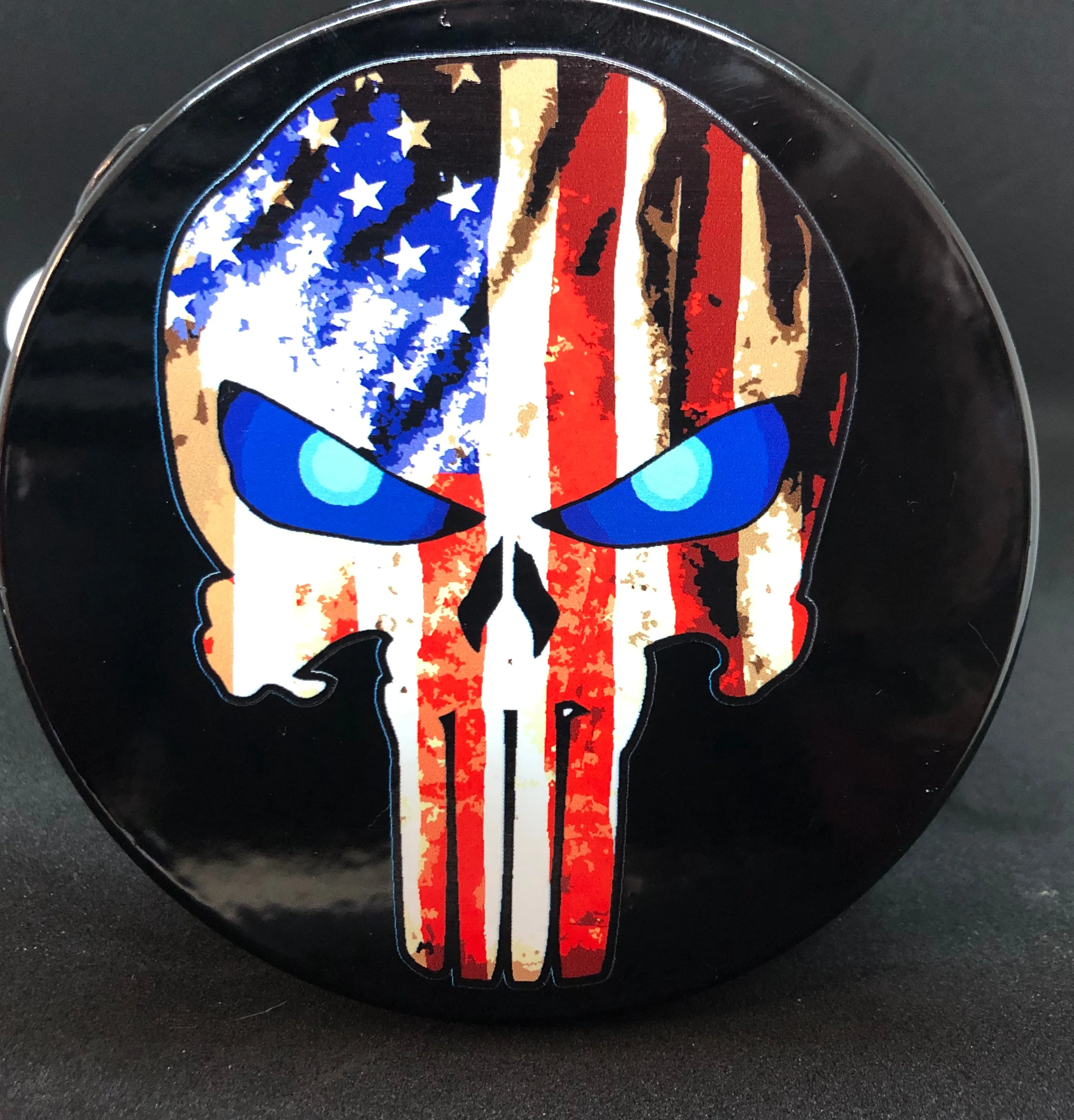Punisher American Flag Blue Eyes Hitch Cover