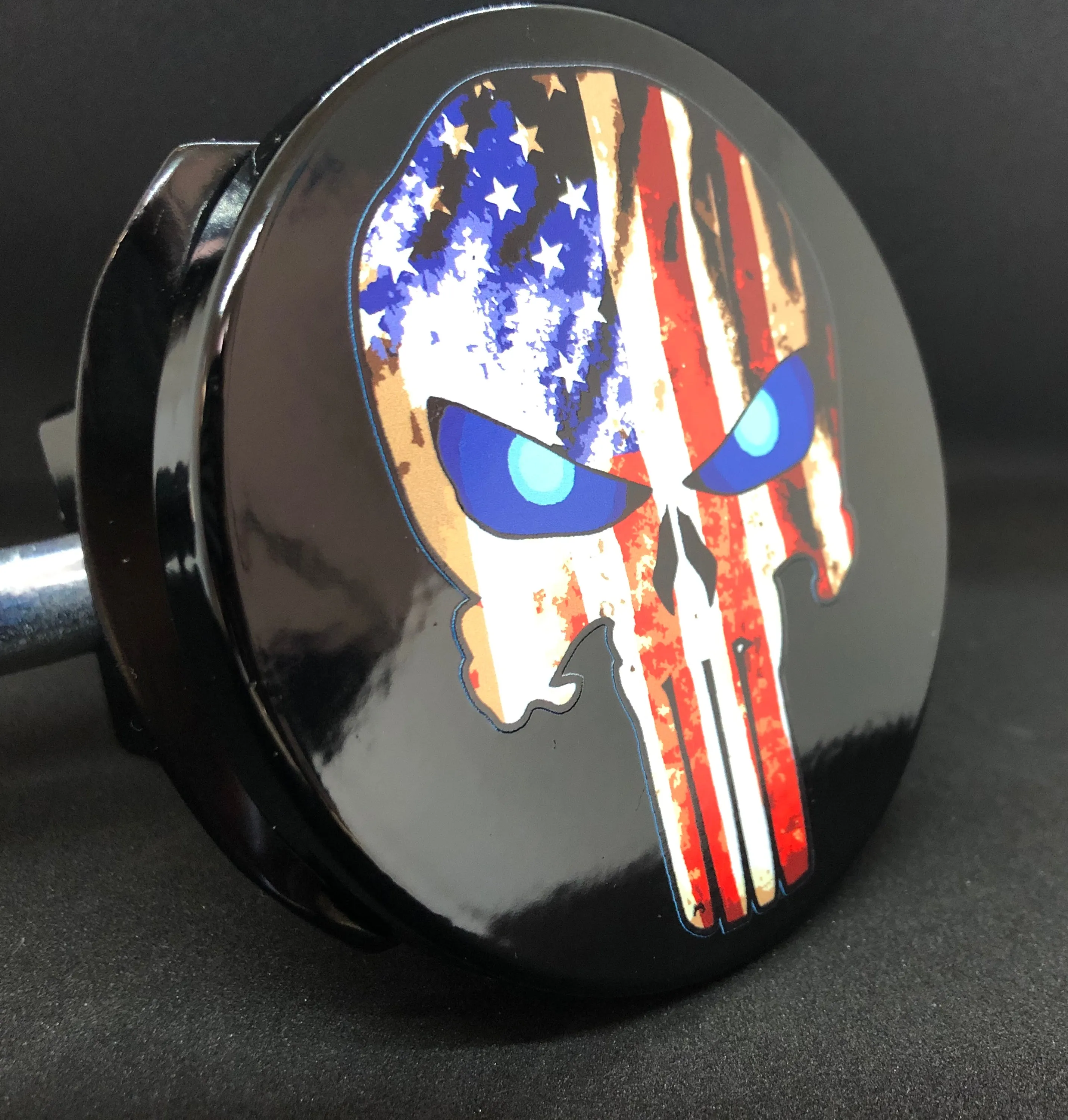 Punisher American Flag Blue Eyes Hitch Cover