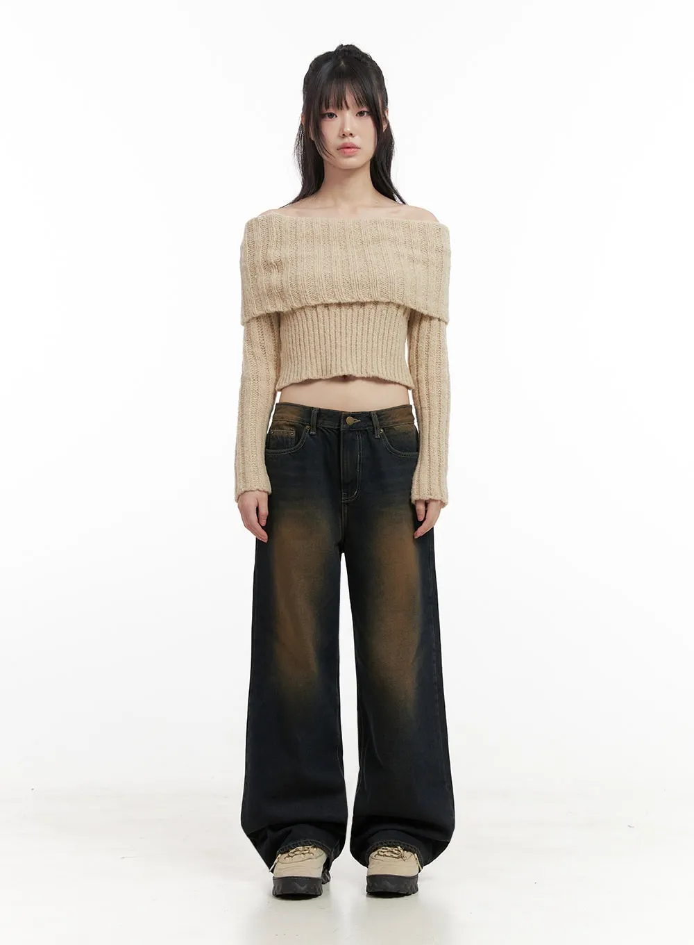 Slim-Fit Off-Shoulder Sweater ID402