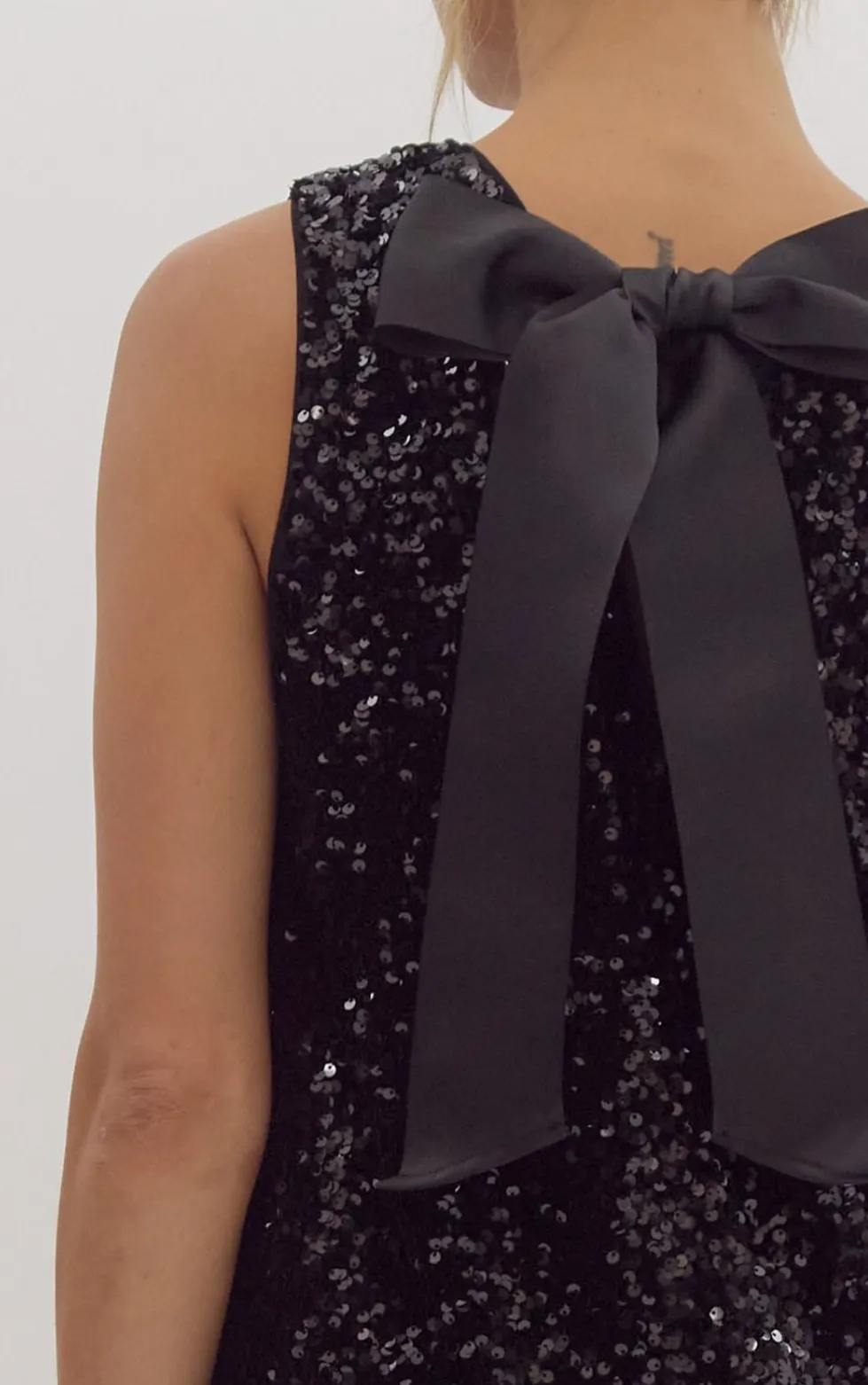 Solid Embellished Sleeveless Pullover Mini Dress