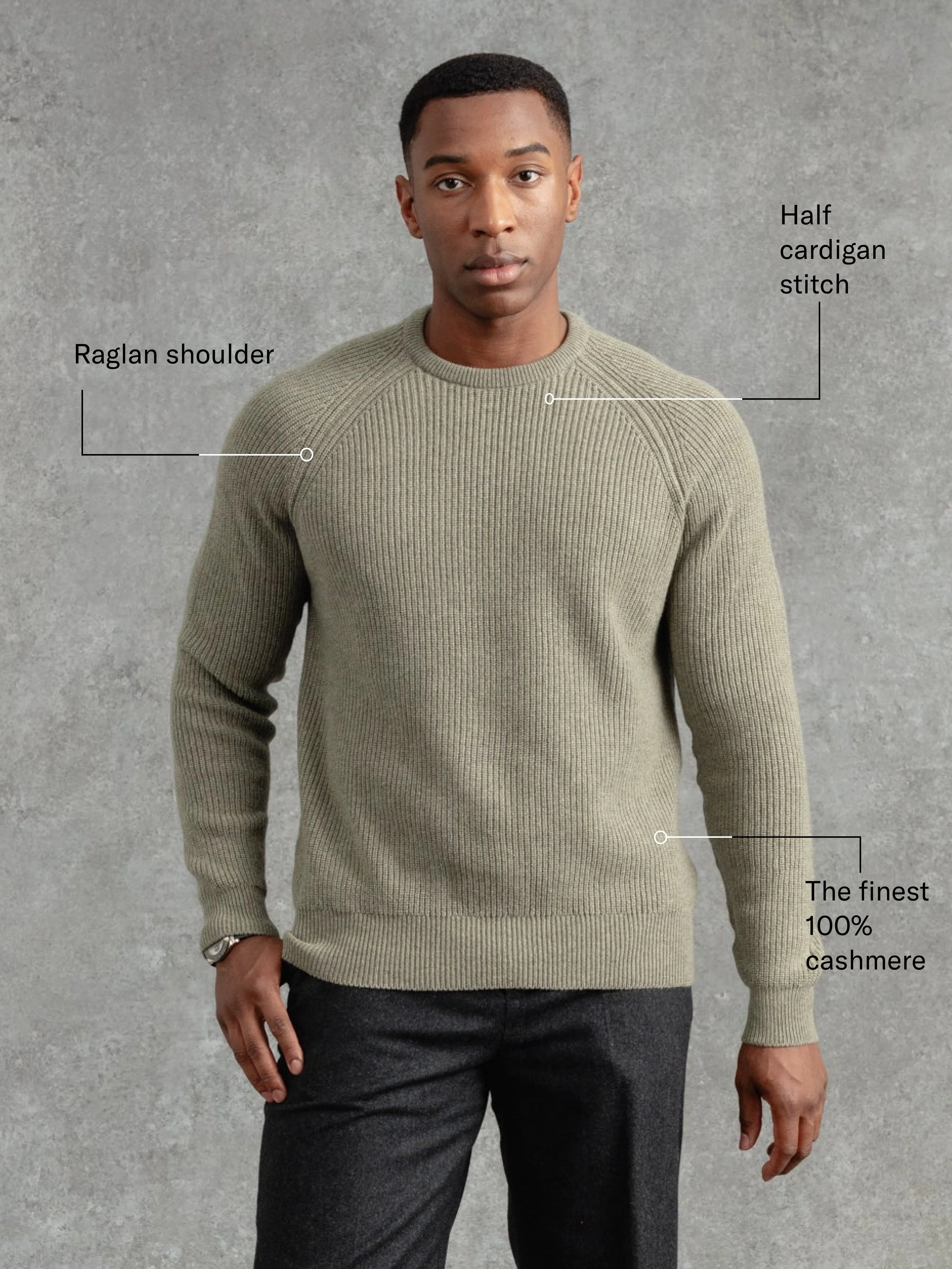 The Cashmere Raglan Crew Neck - Willow