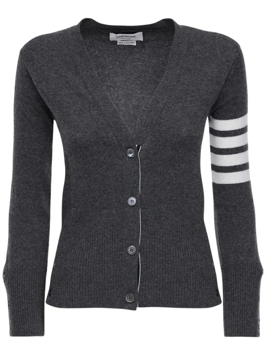 Thom Browne   Intarsia stripes cashmere knit cardigan 