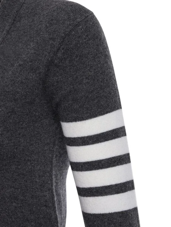 Thom Browne   Intarsia stripes cashmere knit cardigan 