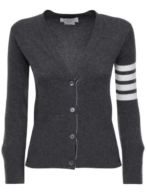 Thom Browne   Intarsia stripes cashmere knit cardigan 